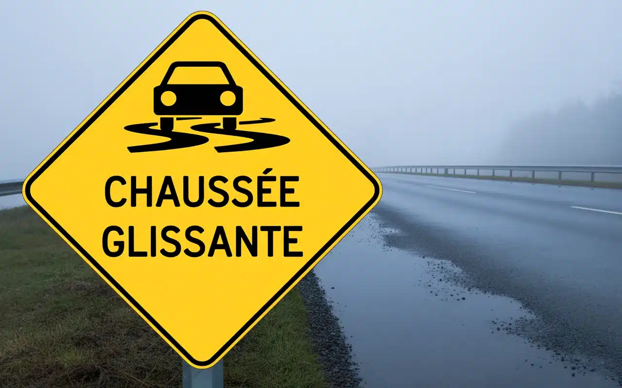 Panneau chaussée glissante